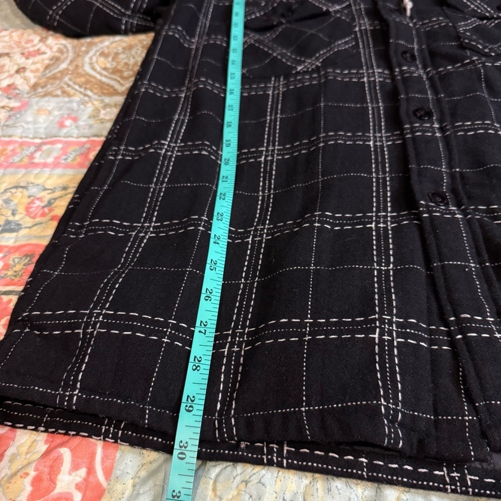 Stussy Black and White Plaid Quilted Lined Hooded Shirt Jacket Wool Cotton sz L - Picture 8 of 10